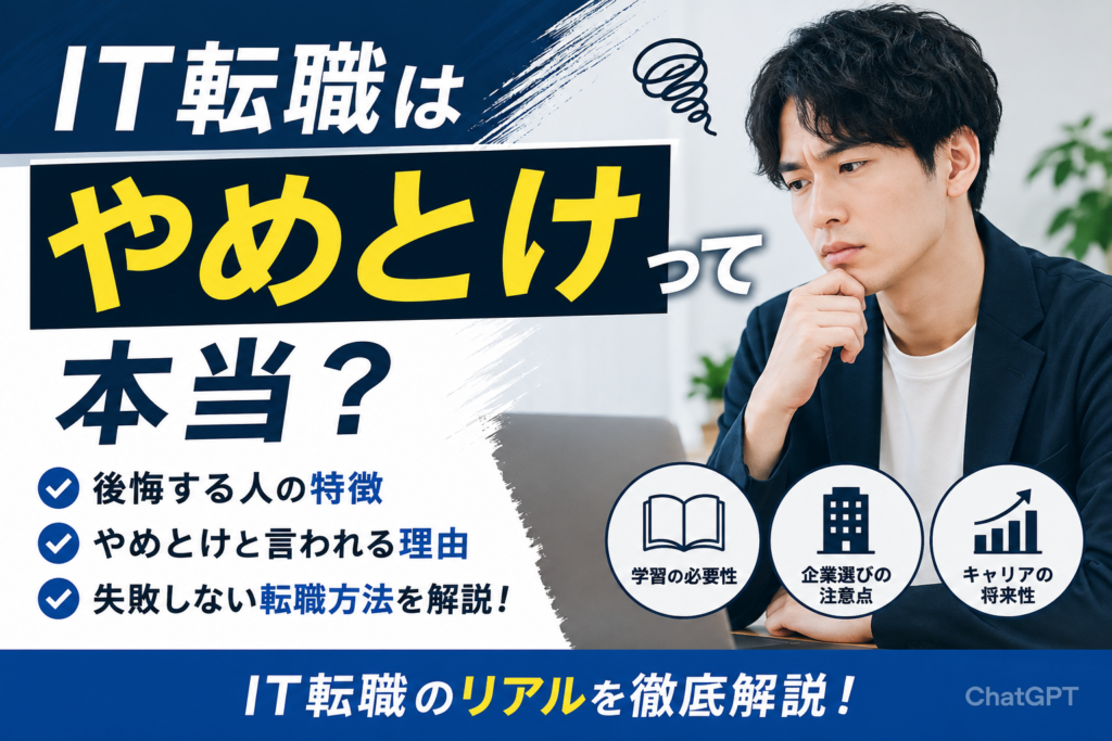 IT転職はやめとけと言われる理由とは？後悔する人の特徴と失敗しない転職方法を解説