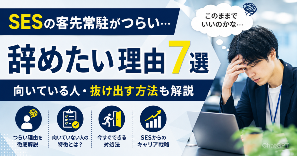 SESの客先常駐がつらい…辞めたい理由7選｜向いている人・抜け出す方法も解説