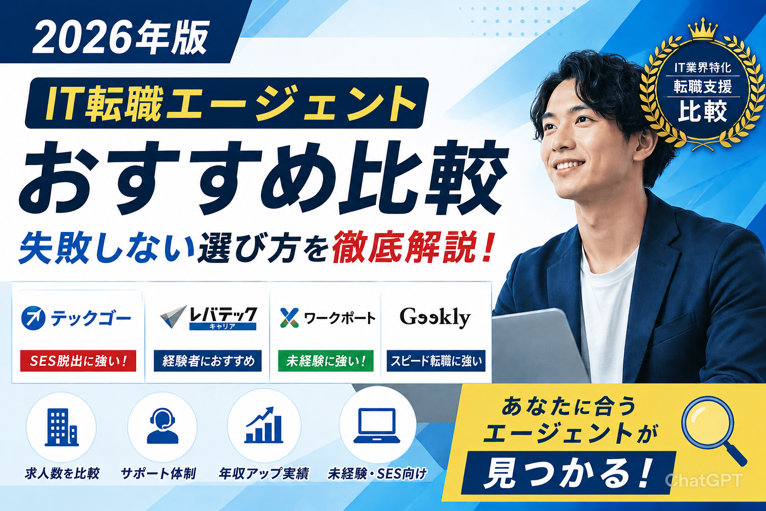 【2026年版】IT転職エージェントおすすめ比較｜未経験・SES・20代30代向けに徹底解説