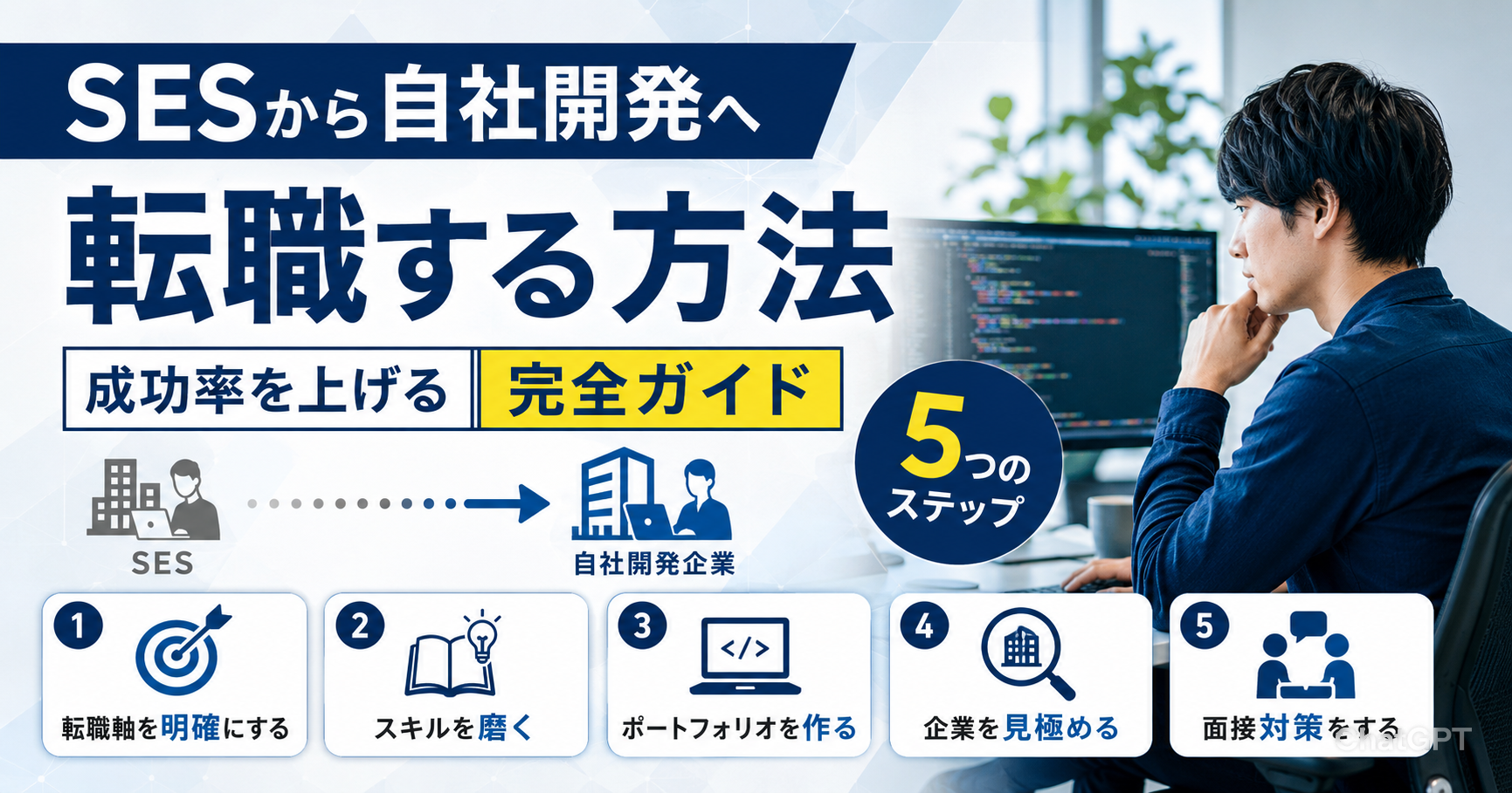 SESから自社開発企業への転職方法【完全ガイド】成功率を上げる5つのステップ